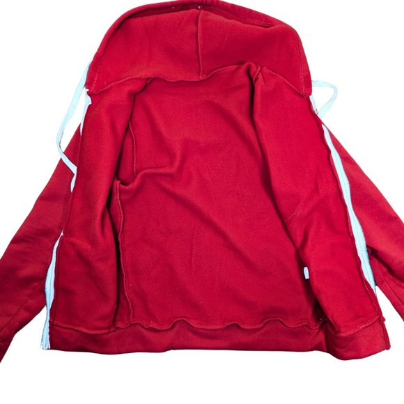 Red Sweatsuit sz XS NWOT Zip Front Hoodie Jogger Sweatpants White Trim - Picture 7 of 9